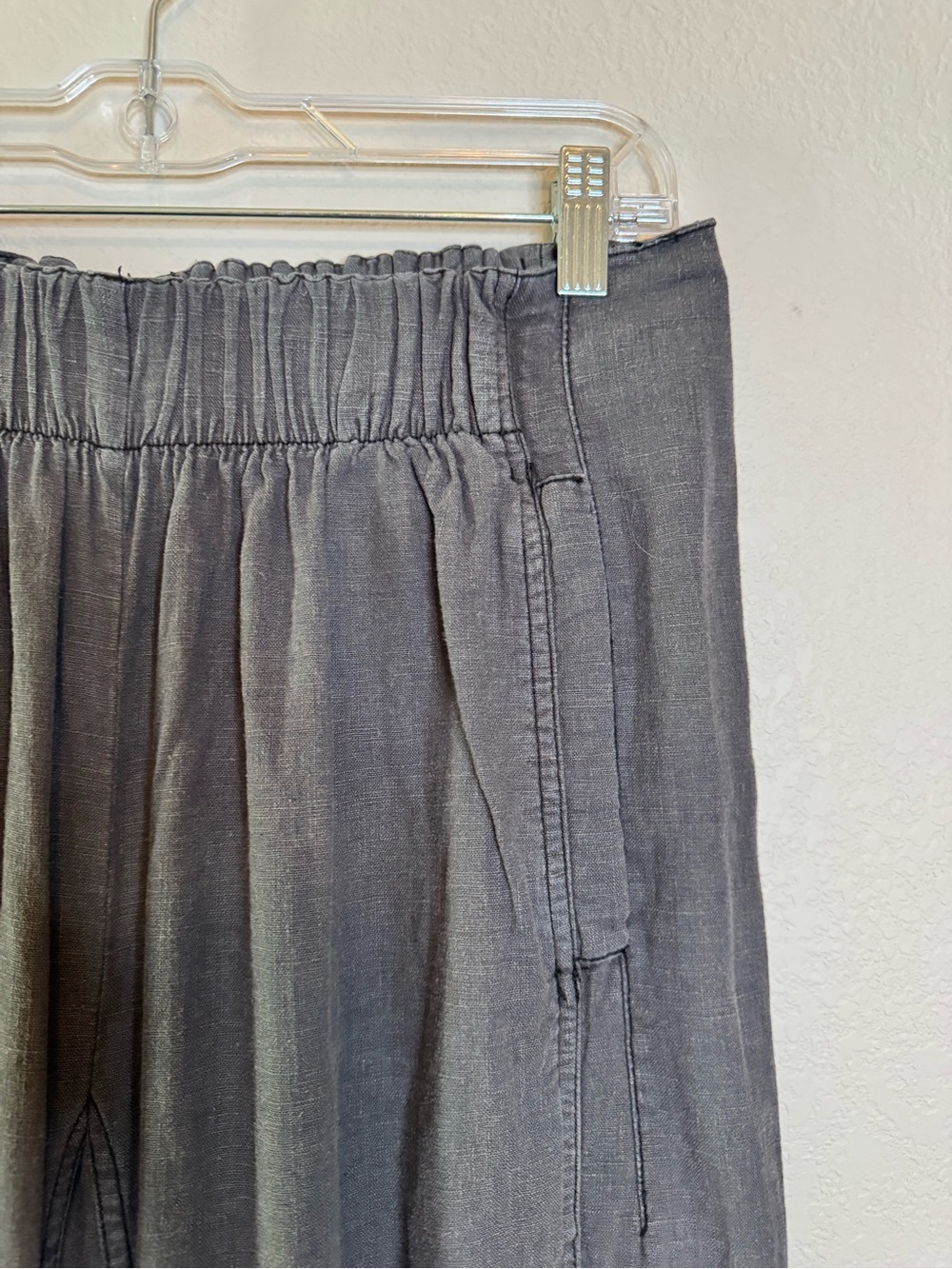 Free People Day's End Linen Wide Leg Pull-On Pants Charcoal Grey - Picture 9 of 14